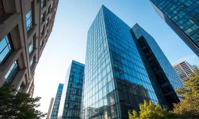 Vista del distrito financiero en Madrid cerca de nuestra oficina